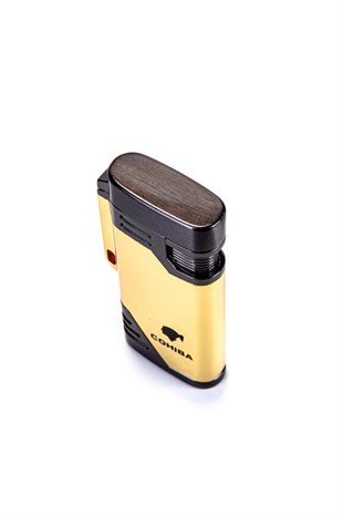 Cohiba İki Torch Pürmüz Gold Gunmetal Desenli Slim Puro Çakmağı