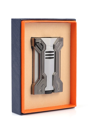 Conquistador Çift Torch Pürmüz Krom Gunmetal Defi Extreme Dizayn Metal Puro Çakmağı