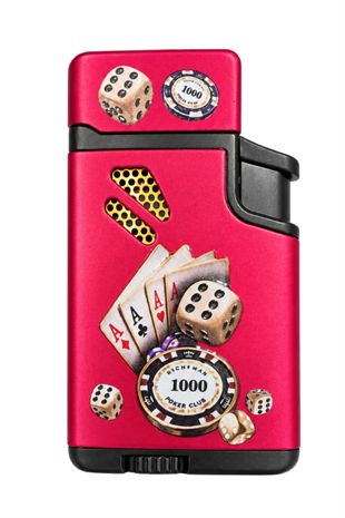 Hunter Çift Torch Pürmüz Ace & Chip Design Siyah Metal Puro Çakmağı