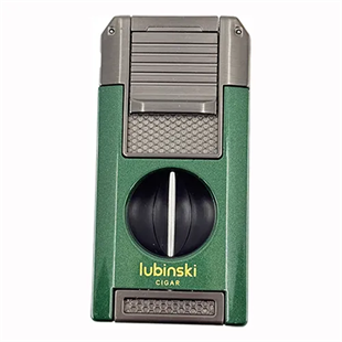 Lubinski Premium Çift Torch Puro Çakmağı Dahili V-Cut Kesici - Delici - İğne- Sehpa Yeşil