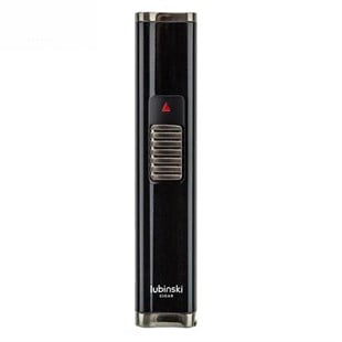 Lubinski Cigar Slim Cetvelli Ve Sehpalı Çift Torch Puro Çakmağı Siyah