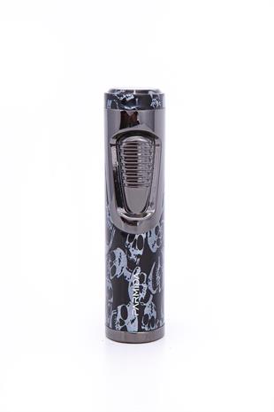 Parmida Skull Design Çift Torch Pürmüz Siyah Metal Puro Çakmağı
