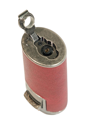 Parmida Çift Torch Pürmüz Delicili Gövdesi Deri Kırmızı Gunmetal Puro Çakmağı