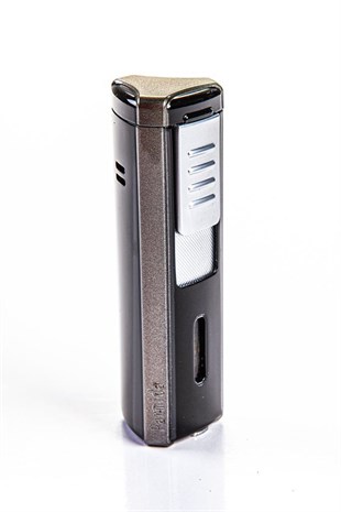 Parmida İki Torch Pürmüz Siyah-Gunmetal Puro Çakmağı