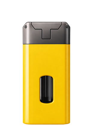 Parmida Çift Torch Pürmüz Dahili V Kesicili Sarı - Gunmetal Metal Puro Çakmağı