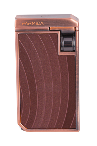 Parmida Çift Torch Pürmüz Bronz-Ahşap Desenli Metal Puro Çakmağı