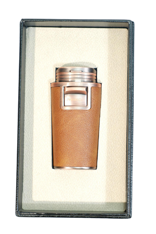 Parmida Çift Torch Pürmüz Delicili Gövdesi Deri Bronz Metal Puro Çakmağı