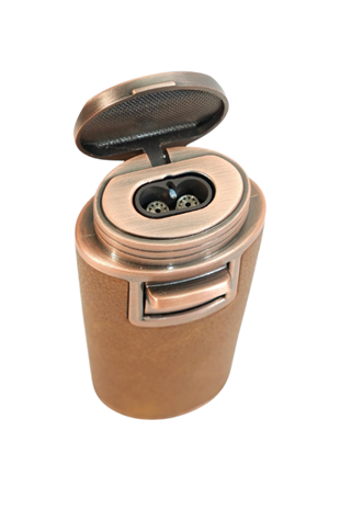 Parmida Çift Torch Pürmüz Delicili Gövdesi Deri Bronz Metal Puro Çakmağı