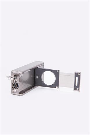 Parmida Çift Torch Pürmüz Parlak Gümüş Metal Puro Çakmağı