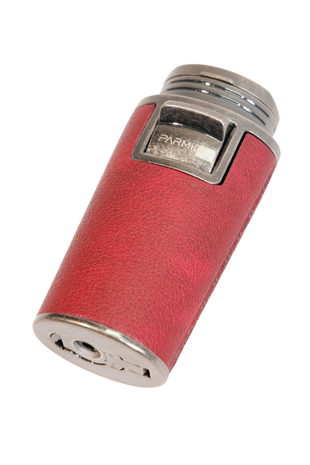 Parmida Çift Torch Pürmüz Delicili Gövdesi Deri Kırmızı Gunmetal Puro Çakmağı
