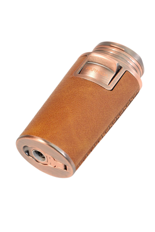 Parmida Çift Torch Pürmüz Delicili Gövdesi Deri Bronz Metal Puro Çakmağı