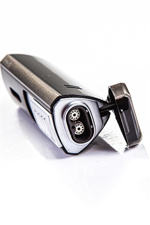 Parmida İki Torch Pürmüz Siyah-Gunmetal Puro Çakmağı