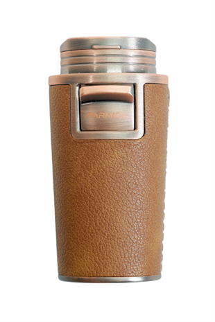 Parmida Çift Torch Pürmüz Delicili Gövdesi Deri Bronz Metal Puro Çakmağı