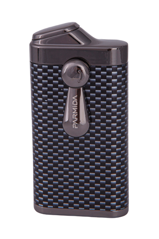 Parmida Çift Torch Pürmüz Karbon Desenli Gunmetal Metal Puro Çakmağı