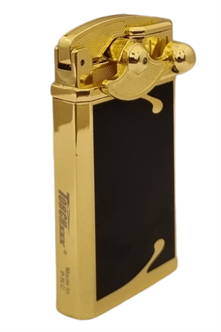 PremiumQuality Gold Desenli Çift Torch Pürmüz Metal Puro Çakmağı
