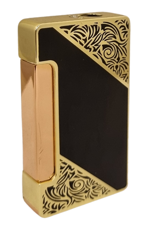 PremiumQuality Gold - Siyah Çift Torch Pürmüz Metal Puro Çakmağı