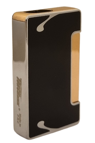 PremiumQuality Gümüş -Siyah Desenli Çift Torch Metal Puro Çakmağı