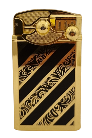 PremiumQuality Gold Desenli Çift Torch Pürmüz Metal Puro Çakmağı