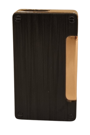 PremiumQuality Fırçalı Siyah-Gold Çift Torch Pürmüz Metal Puro Çakmağı