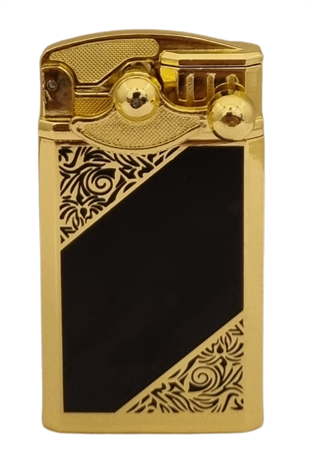 PremiumQuality Gold Desenli Çift Torch Pürmüz Metal Puro Çakmağı