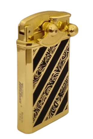 PremiumQuality Gold Desenli Çift Torch Pürmüz Metal Puro Çakmağı