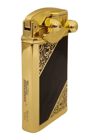 PremiumQuality Gold Desenli Çift Torch Pürmüz Metal Puro Çakmağı