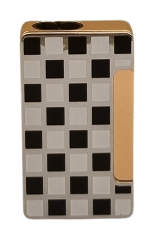 PremiumQuality Gümüş Dama Desenli Çift Torch Metal Puro Çakmağı