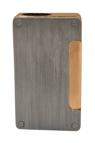 PremiumQuality Fırçalı Gümüş-Gold Çift Torch Pürmüz Metal Puro Çakmağı