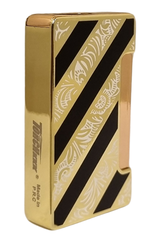 PremiumQuality Gold - Siyah Çift Torch Pürmüz Metal Puro Çakmağı