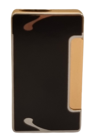 PremiumQuality Gümüş -Siyah Desenli Çift Torch Metal Puro Çakmağı