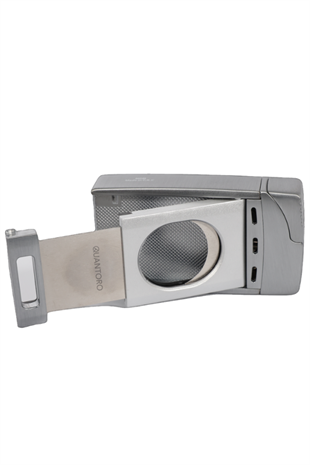 Quantoro Çift Torch Pürmüz Easy Cut Gümüş Metal Puro Çakmağı