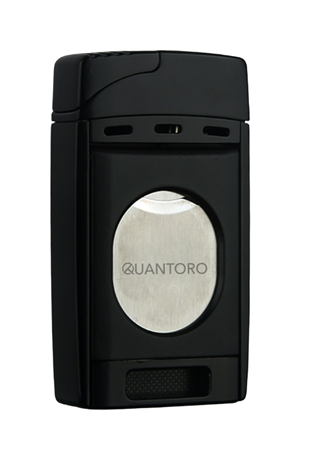 Quantoro Çift Torch Pürmüz Easy Cut Siyah Metal Puro Çakmağı