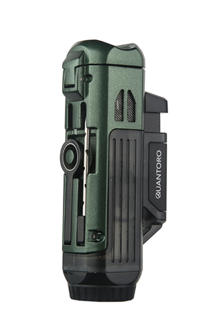 Quantoro Çift Torch Pürmüz Delicili/İğneli Yeşil Metal Puro Çakmağı