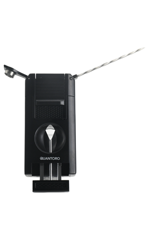 Quantoro Çift Torch Pürmüz V-Cut/Delicili/İğneli Siyah Metal Puro Çakmağı