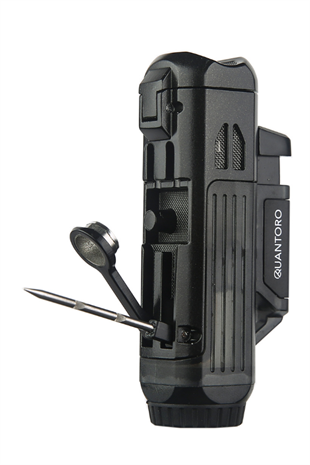 Quantoro Çift Torch Pürmüz Delicili/İğneli Siyah Metal Puro Çakmağı