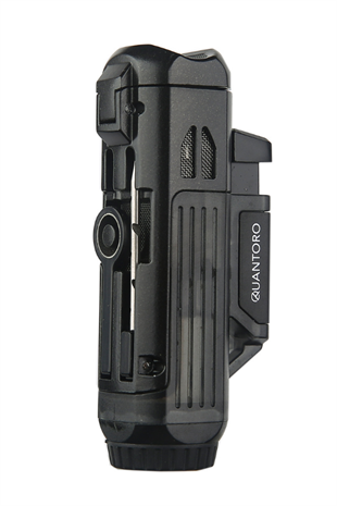 Quantoro Çift Torch Pürmüz Delicili/İğneli Siyah Metal Puro Çakmağı