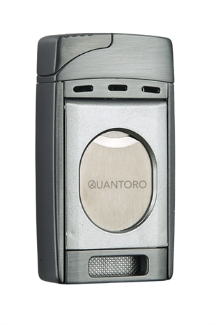 Quantoro Çift Torch Pürmüz Easy Cut Gümüş Metal Puro Çakmağı