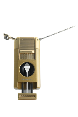 Quantoro Çift Torch Pürmüz V-Cut/Delicili/İğneli Gold Metal Puro Çakmağı