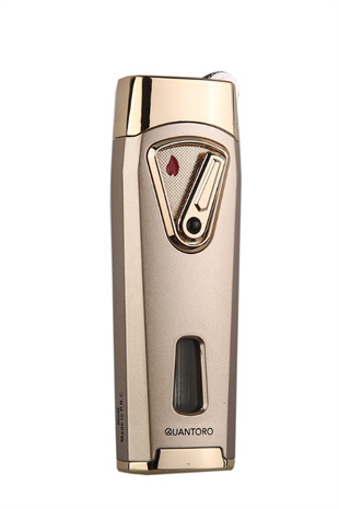 Quantoro Çift Torch Pürmüz Rose Gold Metal Puro Çakmağı