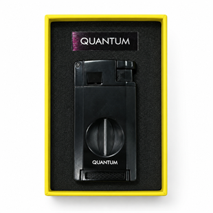 Quantum Çift Torch Pürmüz Siyah V Kesicili Metal Puro Çakmağı