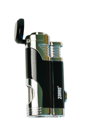 Zorro 2 Torch Pürmüz Siyah-Gümüş Metal Puro Çakmağı