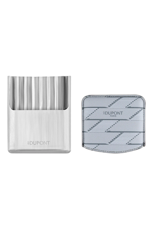 S.T. Dupont Coated Canvas Monogram Parlak Gri Deri Cigarillo Kılıfı 183180