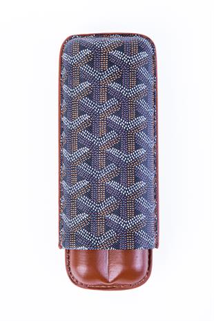 Cohiba Kahverengi Desenli İkili Deri Puro Kılıfı