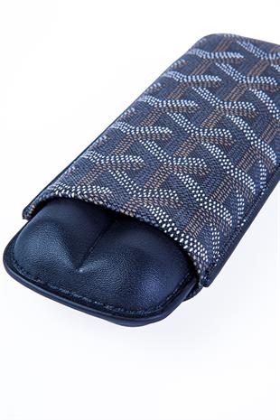 Cohiba Kahverengi-Siyah Desenli İkili Deri Puro Kılıfı