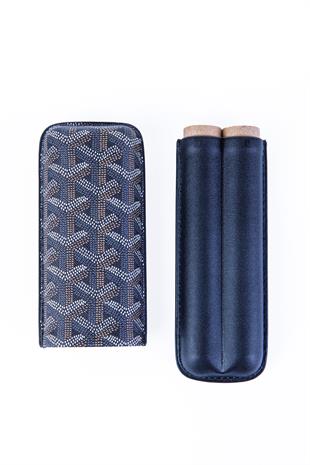 Cohiba Kahverengi-Siyah Desenli İkili Deri Puro Kılıfı