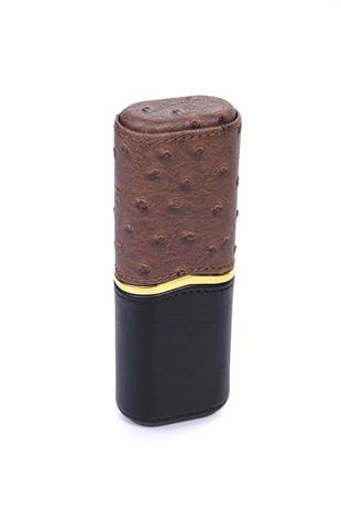 Cohiba Kahverengi-Siyah İçi Sedir İkili Deri Puro Kılıfı