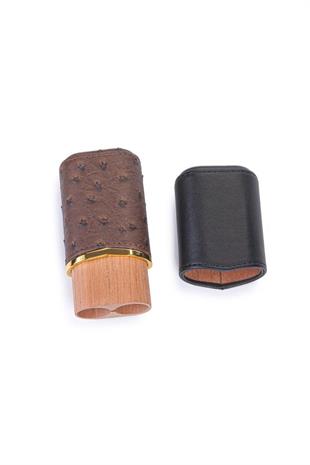 Cohiba Kahverengi-Siyah İçi Sedir İkili Deri Puro Kılıfı