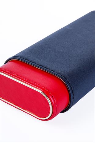 Cohiba Kırmızı-Siyah Üçlü Deri Puro Kılıfı