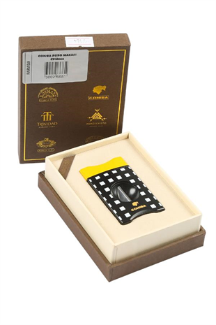 Cohiba Sarı-Siyah Beyaz Desenli V Puro Makası Kesici
