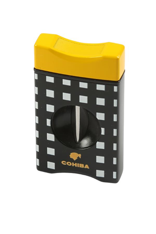 Cohiba Sarı-Siyah Beyaz Desenli V Puro Makası Kesici